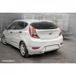 4 299 р. Накладка на задний бампер (хетчбек) Topkontur Hyundai Solaris RBr седан дорестайлинг (2010-2014) (Тисненая поверхность, Неокрашенная)  с доставкой в г. Майкоп. Увеличить фотографию 4