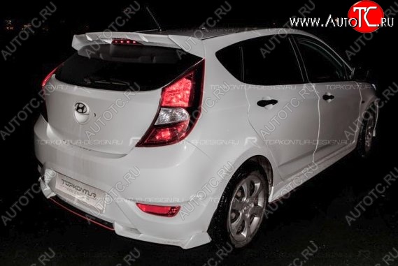 4 299 р. Накладка на задний бампер (хетчбек) Topkontur Hyundai Solaris RBr седан дорестайлинг (2010-2014) (Тисненая поверхность, Неокрашенная)  с доставкой в г. Майкоп