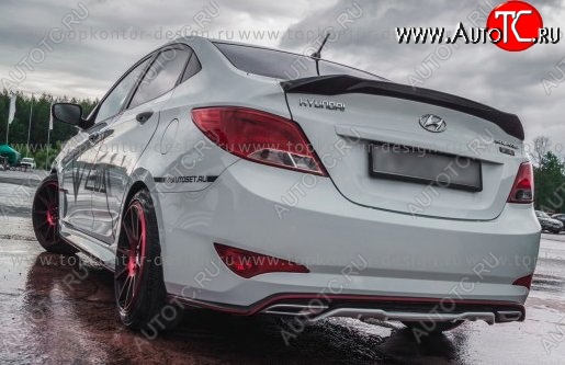8 999 р. Накладка на задний бампер TopKontur Design Hyundai Solaris RBr седан дорестайлинг (2010-2014) (Неокрашенная)  с доставкой в г. Майкоп