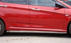 4 749 р. Пороги накладки Sport v2 Hyundai Solaris RBr седан рестайлинг (2014-2017) (Неокрашенные)  с доставкой в г. Майкоп. Увеличить фотографию 2