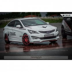 4 999 р. Пороги накладки TopKontur Design Hyundai Solaris RBr седан дорестайлинг (2010-2014) (Неокрашенные)  с доставкой в г. Майкоп. Увеличить фотографию 2