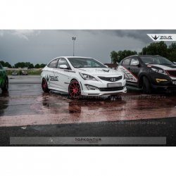 4 999 р. Пороги накладки TopKontur Design Hyundai Solaris RBr седан дорестайлинг (2010-2014) (Неокрашенные)  с доставкой в г. Майкоп. Увеличить фотографию 3
