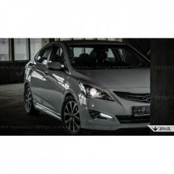4 999 р. Пороги накладки TopKontur Design Hyundai Solaris RBr седан дорестайлинг (2010-2014) (Неокрашенные)  с доставкой в г. Майкоп. Увеличить фотографию 10