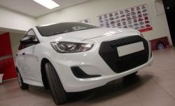 5 799 р. Решётка радиатора YTG Hyundai Solaris RBr седан дорестайлинг (2010-2014) (Неокрашенная)  с доставкой в г. Майкоп. Увеличить фотографию 5