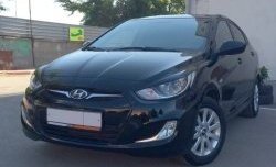 1 029 р. Реснички на фары Sniper  Hyundai Solaris  RBr (2010-2014) седан дорестайлинг, хэтчбэк дорестайлинг (Неокрашенные)  с доставкой в г. Майкоп. Увеличить фотографию 2