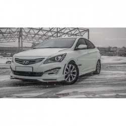 1 499 р. Реснички на фары HS1 Hyundai Solaris RBr хэтчбэк дорестайлинг (2010-2014) (Неокрашенные)  с доставкой в г. Майкоп. Увеличить фотографию 4