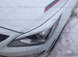 1 499 р. Реснички на фары HS1 Hyundai Solaris RBr хэтчбэк дорестайлинг (2010-2014) (Неокрашенные)  с доставкой в г. Майкоп. Увеличить фотографию 6