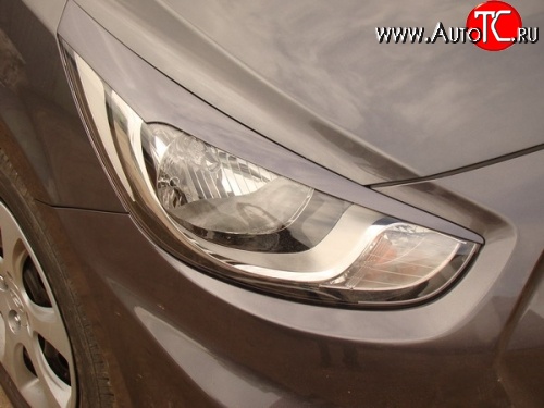 549 р. Реснички M-VRS на фары Hyundai Solaris RBr хэтчбэк дорестайлинг (2010-2014) (Неокрашенные)  с доставкой в г. Майкоп