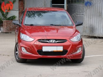 1 149 р. Реснички на фары MV tuning v2 Hyundai Solaris RBr хэтчбэк дорестайлинг (2010-2014) (Неокрашенные)  с доставкой в г. Майкоп. Увеличить фотографию 2