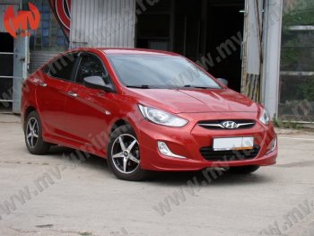 1 149 р. Реснички на фары MV tuning v2 Hyundai Solaris RBr хэтчбэк дорестайлинг (2010-2014) (Неокрашенные)  с доставкой в г. Майкоп. Увеличить фотографию 4