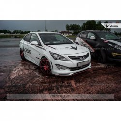1 499 р. Реснички на фары Zeus Hyundai Solaris RBr хэтчбэк дорестайлинг (2010-2014) (Неокрашенные)  с доставкой в г. Майкоп. Увеличить фотографию 4