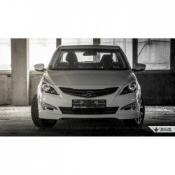 1 499 р. Реснички на фары Zeus Hyundai Solaris RBr хэтчбэк дорестайлинг (2010-2014) (Неокрашенные)  с доставкой в г. Майкоп. Увеличить фотографию 6