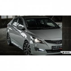 1 499 р. Реснички на фары Zeus Hyundai Solaris RBr хэтчбэк дорестайлинг (2010-2014) (Неокрашенные)  с доставкой в г. Майкоп. Увеличить фотографию 7