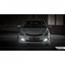 1 499 р. Реснички на фары Zeus Hyundai Solaris RBr хэтчбэк дорестайлинг (2010-2014) (Неокрашенные)  с доставкой в г. Майкоп. Увеличить фотографию 10