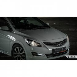 1 499 р. Реснички на фары Zeus Hyundai Solaris RBr хэтчбэк дорестайлинг (2010-2014) (Неокрашенные)  с доставкой в г. Майкоп. Увеличить фотографию 11