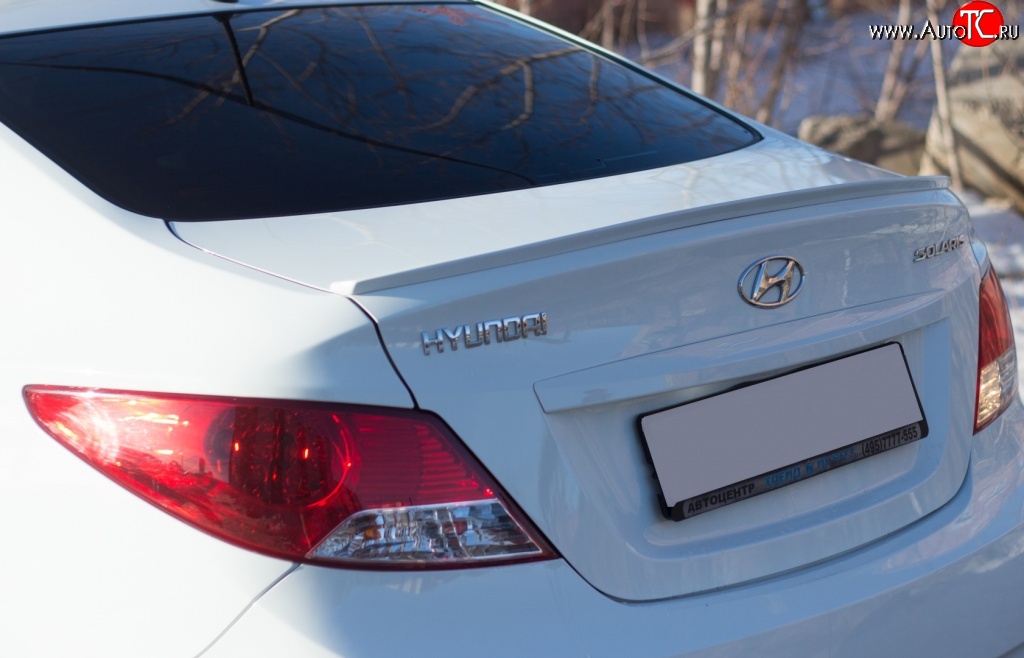 3 089 р. Узкий лип спойлер Drive Hyundai Solaris RBr седан дорестайлинг (2010-2014) (Неокрашенный)  с доставкой в г. Майкоп