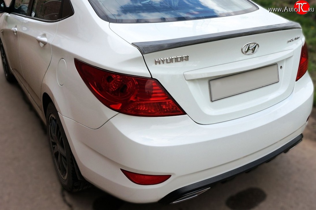 3 659 р. Лип спойлер Драйв Hyundai Solaris RBr седан рестайлинг (2014-2017) (Неокрашенный)  с доставкой в г. Майкоп