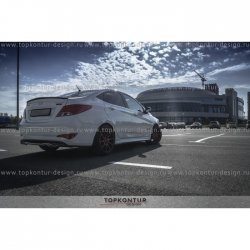 4 499 р. Лип спойлер HS1 Hyundai Solaris RBr седан дорестайлинг (2010-2014) (Неокрашенный)  с доставкой в г. Майкоп. Увеличить фотографию 2