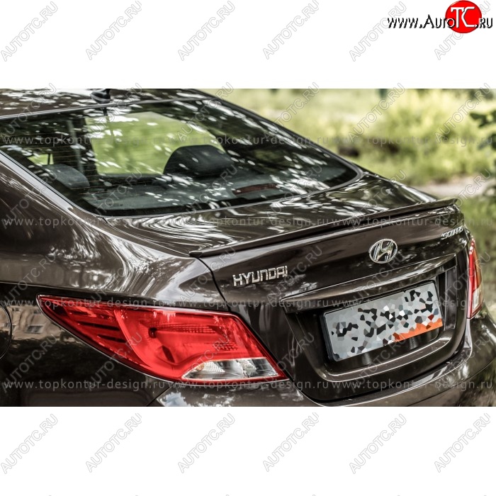 4 499 р. Лип спойлер HS-2 Hyundai Solaris RBr седан дорестайлинг (2010-2014) (Неокрашенный)  с доставкой в г. Майкоп