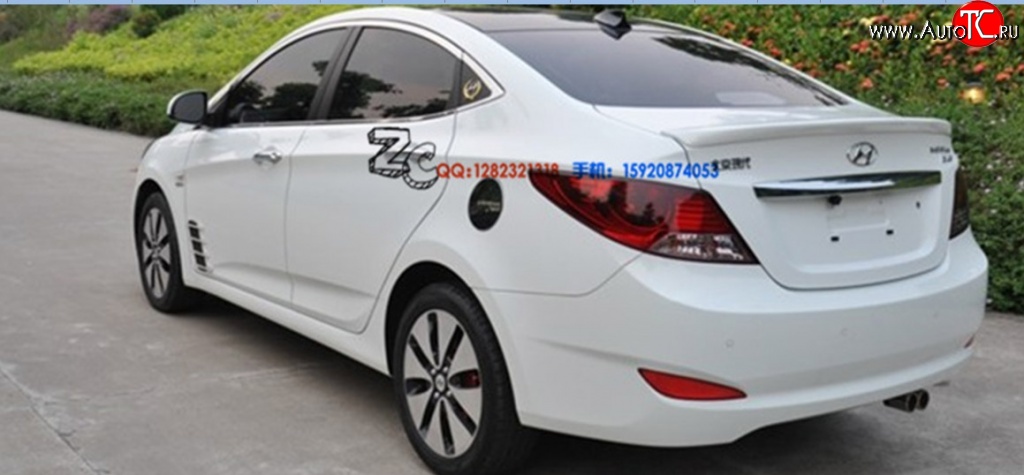 2 399 р. Лип спойлер M-VRS Hyundai Solaris RBr седан дорестайлинг (2010-2014) (Неокрашенный)  с доставкой в г. Майкоп