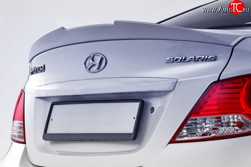 5 799 р. Лип спойлер Style Hyundai Solaris RBr седан рестайлинг (2014-2017) (Неокрашенный)  с доставкой в г. Майкоп