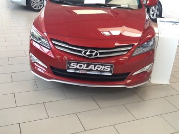 3 899 р. Накладка на передний бампер АвтоКрат Hyundai Solaris RBr седан рестайлинг (2014-2017) (Неокрашенная)  с доставкой в г. Майкоп. Увеличить фотографию 2
