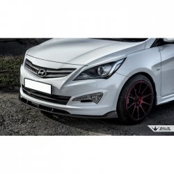 4 499 р. Накладка на передний бампер TopKontur Design Hyundai Solaris RBr седан рестайлинг (2014-2017) (Глянец под окраску, Неокрашенная)  с доставкой в г. Майкоп. Увеличить фотографию 2