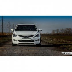 4 499 р. Накладка на передний бампер TopKontur Design Hyundai Solaris RBr седан рестайлинг (2014-2017) (Глянец под окраску, Неокрашенная)  с доставкой в г. Майкоп. Увеличить фотографию 5