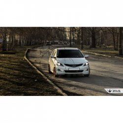 4 499 р. Накладка на передний бампер TopKontur Design Hyundai Solaris RBr седан рестайлинг (2014-2017) (Глянец под окраску, Неокрашенная)  с доставкой в г. Майкоп. Увеличить фотографию 6