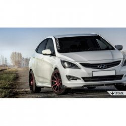 4 499 р. Накладка на передний бампер TopKontur Design Hyundai Solaris RBr седан рестайлинг (2014-2017) (Глянец под окраску, Неокрашенная)  с доставкой в г. Майкоп. Увеличить фотографию 7