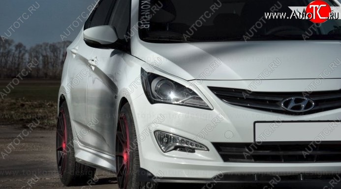 4 499 р. Накладка на передний бампер TopKontur Design Hyundai Solaris RBr седан рестайлинг (2014-2017) (Глянец под окраску, Неокрашенная)  с доставкой в г. Майкоп