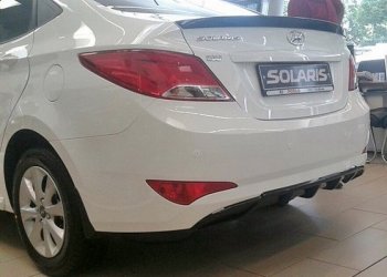 3 899 р. Накладка на задний бампер АвтоКрат Hyundai Solaris RBr седан рестайлинг (2014-2017) (Неокрашенная)  с доставкой в г. Майкоп. Увеличить фотографию 2
