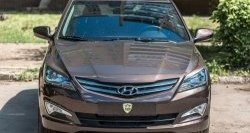 679 р. Реснички на фары Кураж  Hyundai Solaris  RBr (2014-2017) седан рестайлинг (Неокрашенные)  с доставкой в г. Майкоп. Увеличить фотографию 2