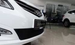 2 099 р. Сетка на бампер Russtal (черная) Hyundai Solaris RBr седан рестайлинг (2014-2017)  с доставкой в г. Майкоп. Увеличить фотографию 2