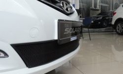 2 099 р. Сетка на бампер Russtal (черная) Hyundai Solaris RBr седан рестайлинг (2014-2017)  с доставкой в г. Майкоп. Увеличить фотографию 3