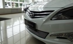 1 539 р. Сетка на бампер Russtal (хром) Hyundai Solaris RBr седан рестайлинг (2014-2017)  с доставкой в г. Майкоп. Увеличить фотографию 2