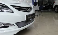 1 539 р. Сетка на бампер Russtal (хром) Hyundai Solaris RBr седан рестайлинг (2014-2017)  с доставкой в г. Майкоп. Увеличить фотографию 3
