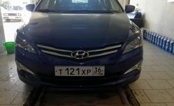 679 р. Реснички на фары Кураж  Hyundai Solaris  RBr (2014-2017) седан рестайлинг (Неокрашенные)  с доставкой в г. Майкоп. Увеличить фотографию 3