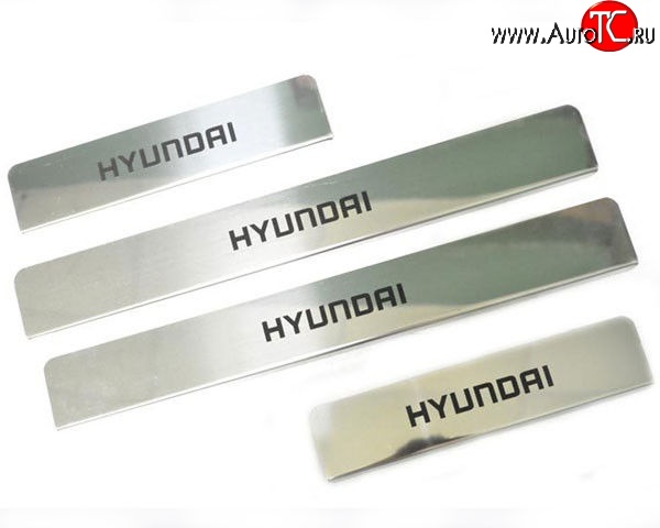 729 р. Накладки на порожки автомобиля M-VRS (нанесение надписи методом окраски) Hyundai Solaris RBr седан рестайлинг (2014-2017)  с доставкой в г. Майкоп