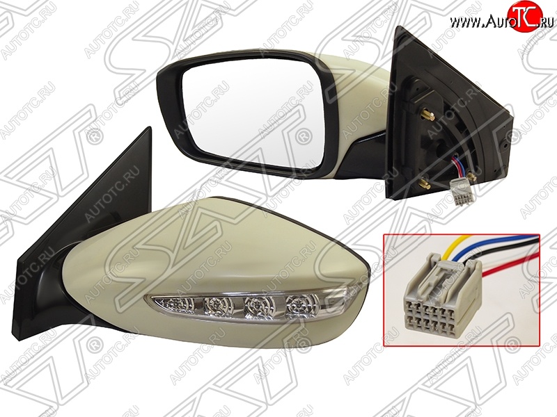 1 459 р. Боковое левое зеркало заднего вида SAT (указатель поворота, 5 контактов)  Hyundai Sonata  YF (2009-2014) (Неокрашенное)  с доставкой в г. Майкоп