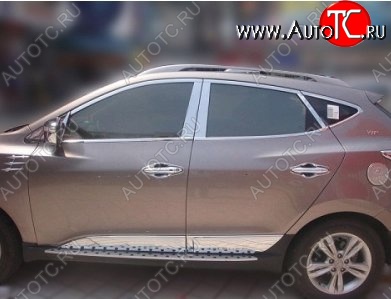 3 749 р. Накладки на верхнюю часть по периметру окон боковых дверей СТ Hyundai Tucson LM (2010-2017) (Неокрашенные)  с доставкой в г. Майкоп