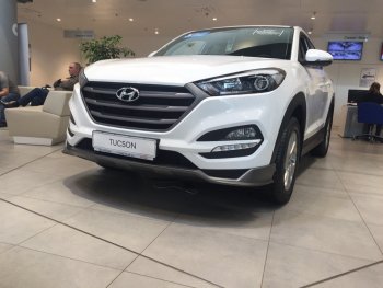 5 649 р. Накладка на передний бампер АвтоКрат  Hyundai Tucson  TL (2015-2018) дорестайлинг (Неокрашенная)  с доставкой в г. Майкоп. Увеличить фотографию 3