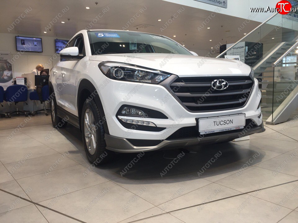 5 649 р. Накладка на передний бампер АвтоКрат  Hyundai Tucson  TL (2015-2018) дорестайлинг (Неокрашенная)  с доставкой в г. Майкоп