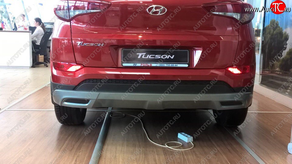 5 649 р. Накладка на задний бампер АвтоКрат Hyundai Tucson TL дорестайлинг (2015-2018) (Неокрашенная)  с доставкой в г. Майкоп