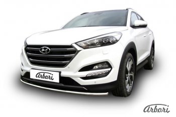 11 789 р. Защита переднего бампера Arbori (нержавейка, 1 труба d42 mm). Hyundai Tucson TL дорестайлинг (2015-2018)  с доставкой в г. Майкоп. Увеличить фотографию 2
