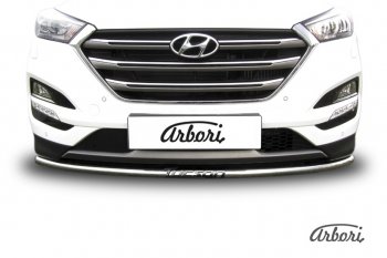 4 999 р. Защита переднего бампера Arbori (с надписью, нержавейка, 1 труба d42 mm). Hyundai Tucson TL дорестайлинг (2015-2018)  с доставкой в г. Майкоп. Увеличить фотографию 3