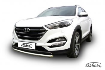 14 291 р. Защита переднего бампера Arbori (нержавейка, 1 труба d57 mm). Hyundai Tucson TL дорестайлинг (2015-2018)  с доставкой в г. Майкоп. Увеличить фотографию 2