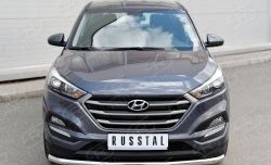 Защита переднего бампера (Ø63 мм, нержавейка) SLITKOFF Hyundai Tucson  TL (2015-2018) дорестайлинг