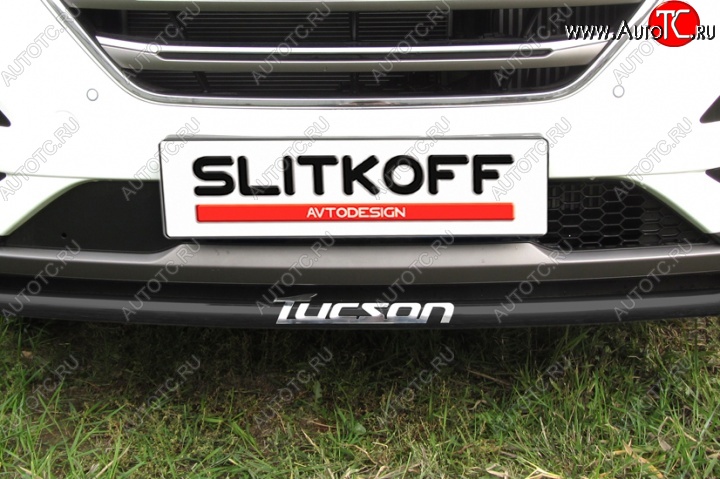 8 349 р. Защита переднего бампера из трубы d42 Slitkoff Hyundai Tucson TL дорестайлинг (2015-2018) (Цвет: серебристый)  с доставкой в г. Майкоп