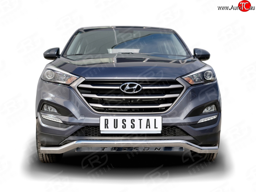 18 549 р. Защита переднего бампера (Ø63 мм волна, нержавейка) SLITKOFF Hyundai Tucson TL дорестайлинг (2015-2018)  с доставкой в г. Майкоп